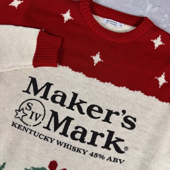 Makers Mark Kentucky Whiskey Ugly Christmas Holiday Sweater XL Extra Large - Picture 1 of 8